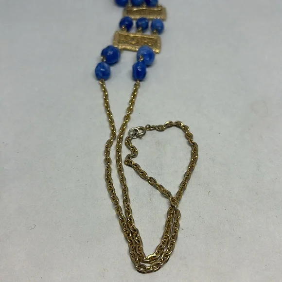 Pretty vintage blue bead, Art Deco style necklace - Picture 8 of 12